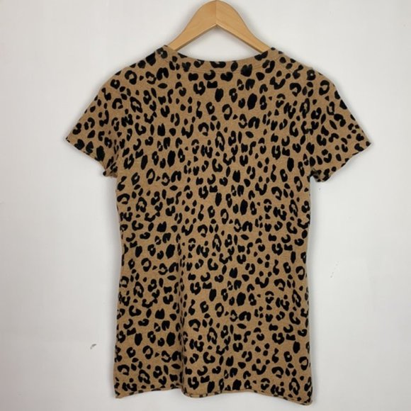 NWT J.Crew S 100% Cashmere Sweater Animal Leopard Print Short Sleeves - Picture 11 of 11